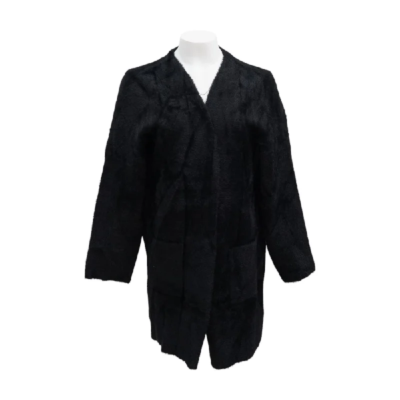 Black Solid Cardigan Sweater Elasticated Padded Insulated