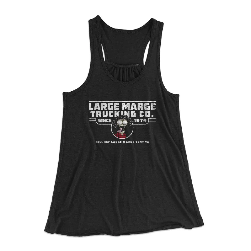 Large Marge Trucking Co Women's Flowey Racerback Tank Top lime green tank