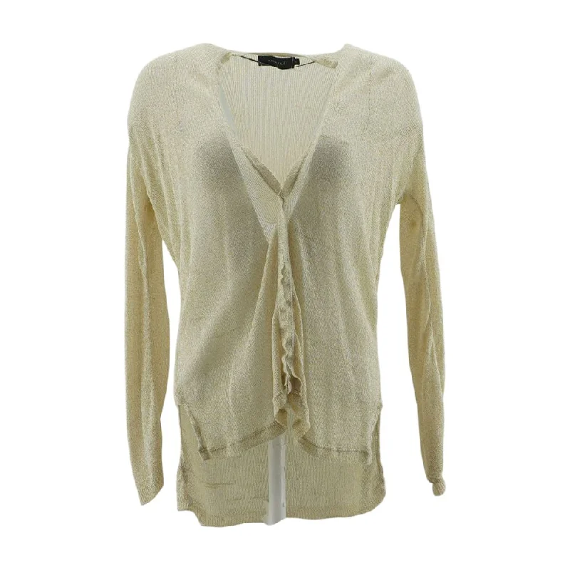 Beige Solid Cardigan Sweater Herringbone Houndstooth Plaid