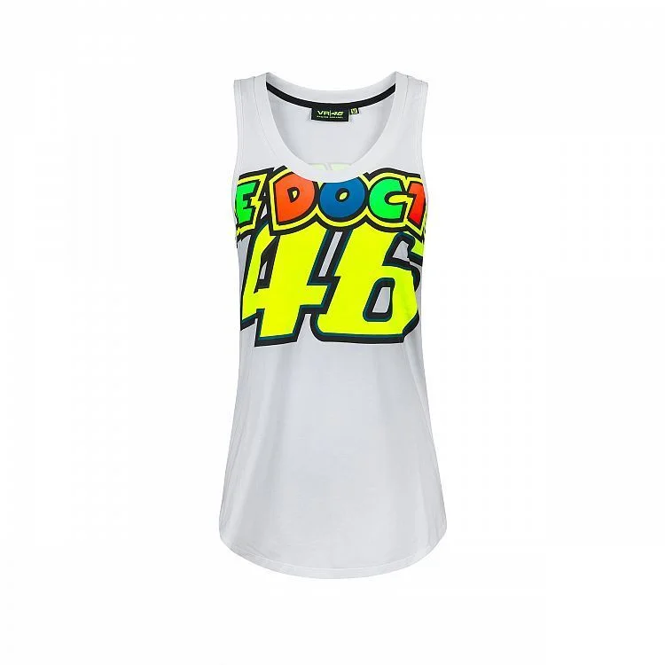 Official Valentino Rossi VR46 White Woman's Tank Top - Vrwtt 307106 spandex blend tank
