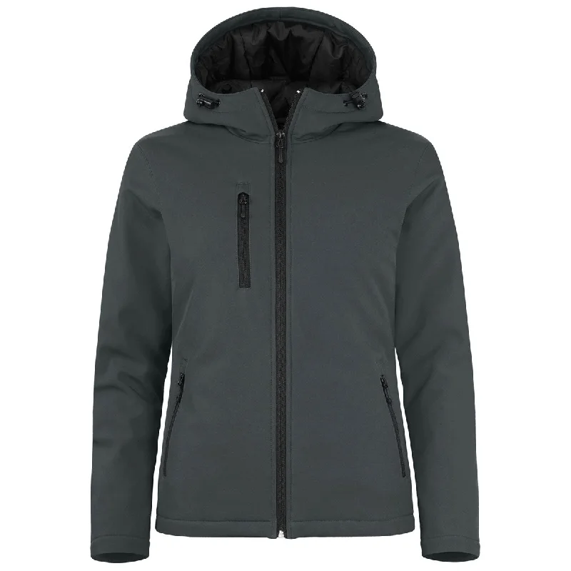 Clique Women's Pure Slate Equinox Insulated Softshell Jacket Front Pockets Side Pockets Patch Pockets