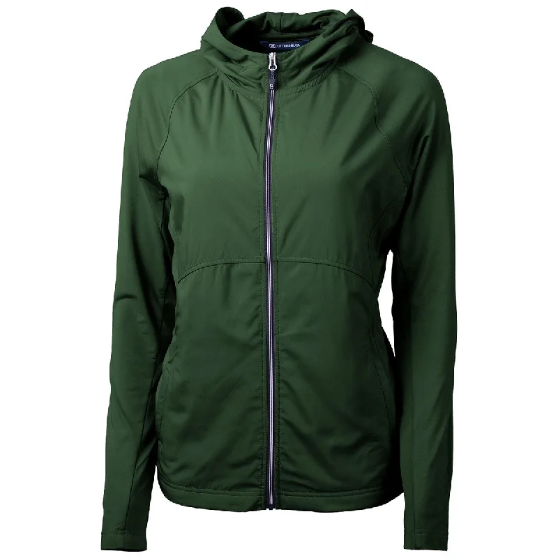 Cutter & Buck Women's Hunter Adapt Eco Knit Hybrid Recycled Full Zip Jacket Front Pockets Side Pockets Patch Pockets