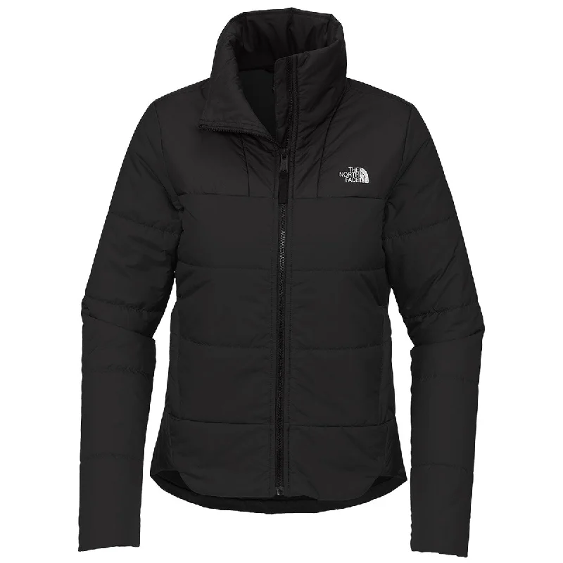 The North Face Women's TNF Black Chest Logo Everyday Insulated Jacket Notch Collar Jacket Peter Pan Collar Jacket Cowl Neck Jacket