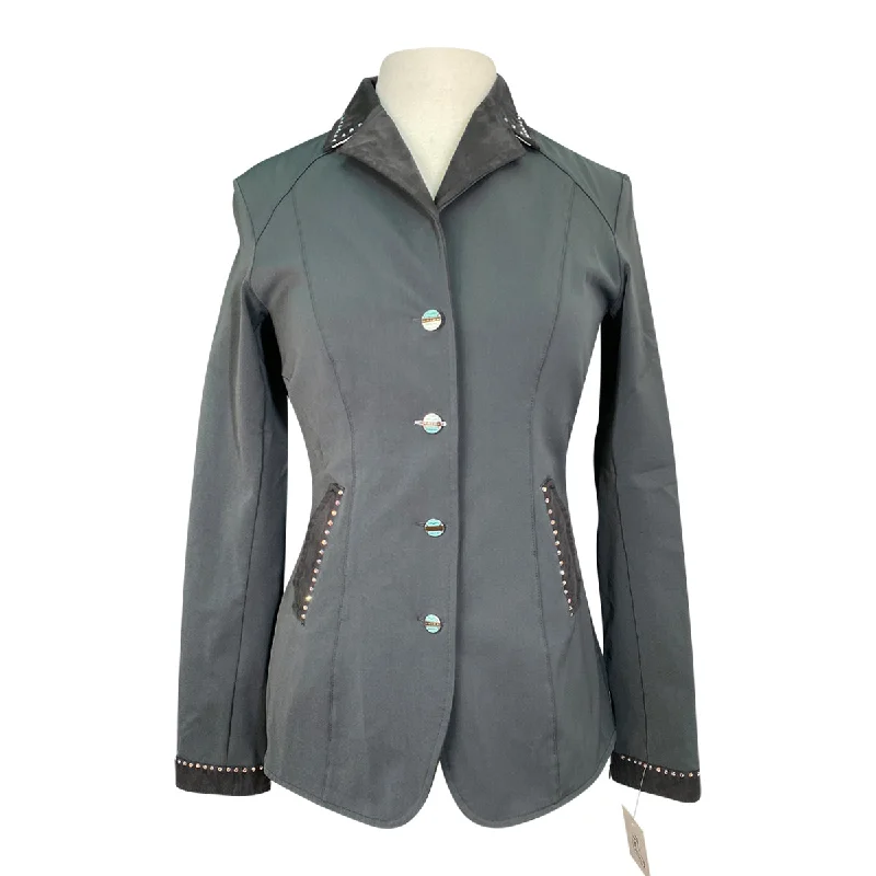 Animo Sport Show Coat in Charcoal - Women's IT 44 (US 10) Herringbone Houndstooth Plaid