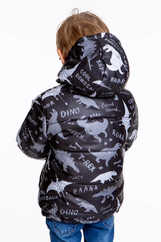 Kids Boy Coat Inside Welsoft Dinosaur Patterned Hat Mont Ak2509 Peter Pan Collar Cowl Neck Turtleneck