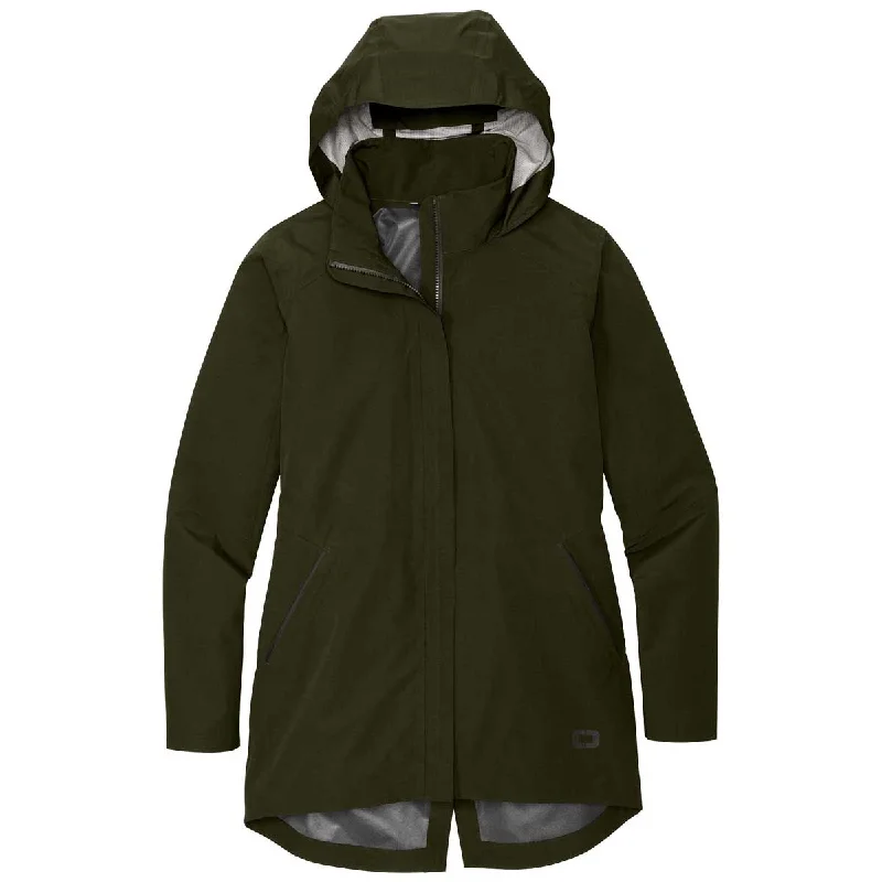 OGIO Women's Drive Green Utilitarian Jacket Wool Fabric Cashmere Fabric Tweed Fabric