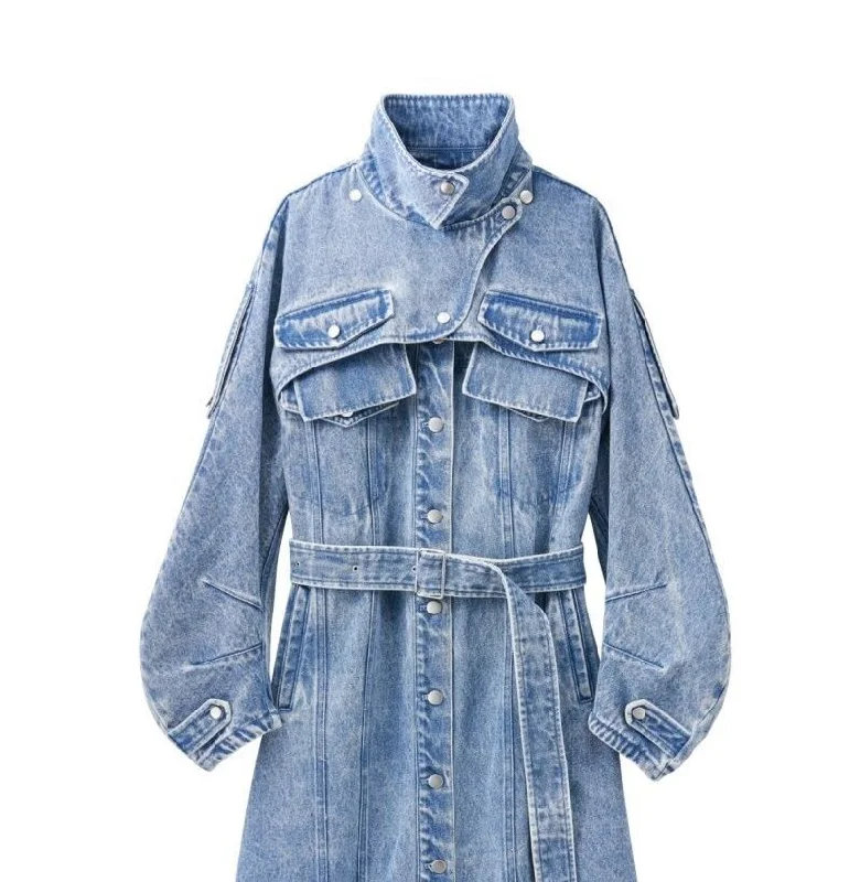 3way Denim Trench Coat/Blue Cardigan Sweater Pullover