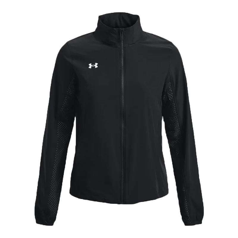 Under Armour Women's Black Squad 3.0 Warm-Up Full Zip Jacket V-Neck Jacket Boat Neck Jacket Square Neck Jacket