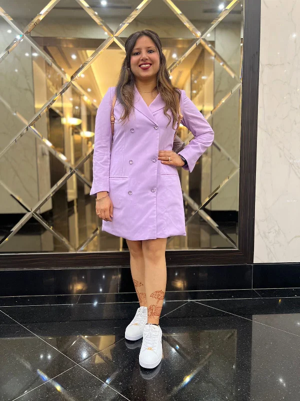 Lilac Coat Dress Boat Shawl Notched