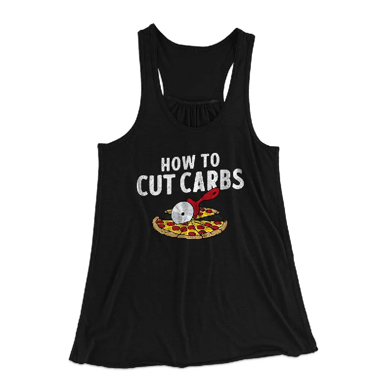 How To Cut Carbs (Pizza) Women's Flowey Racerback Tank Top casual tank top