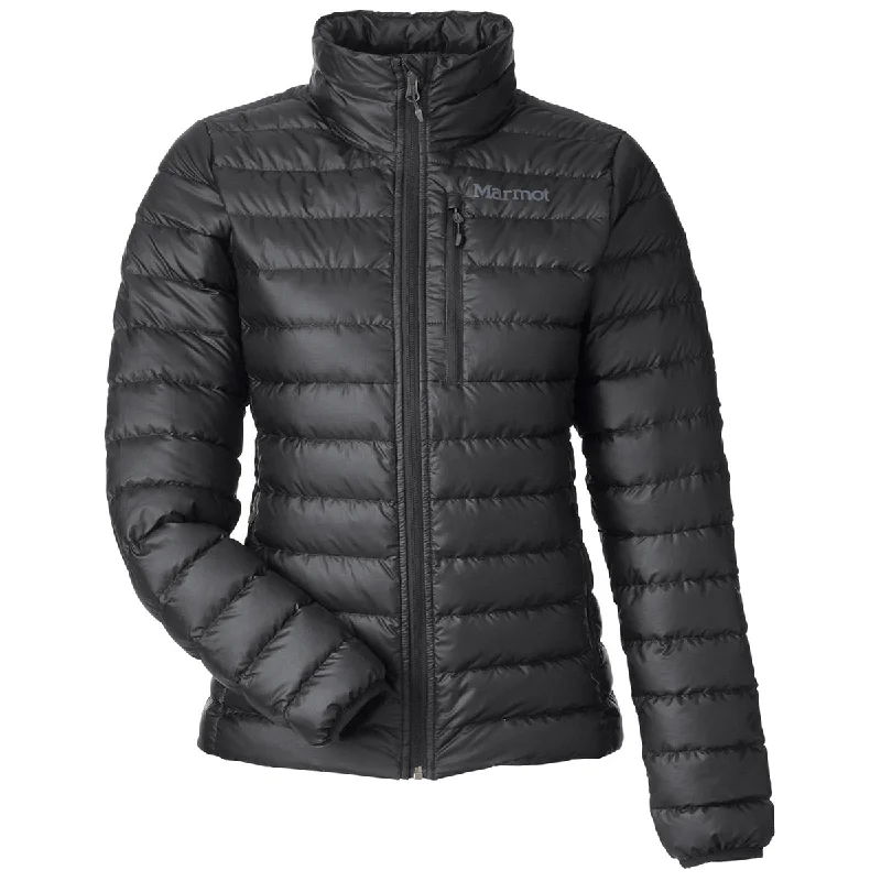Marmot Women's Black Highlander Down Jacket Ribbed Jacket Pleated Jacket Ruffled Jacket
