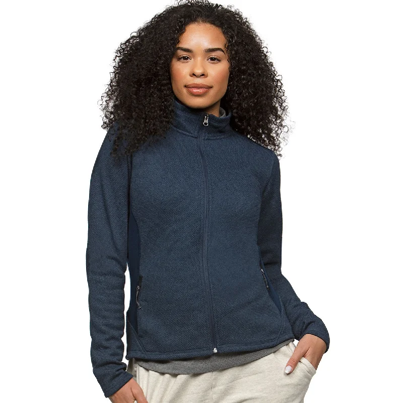 Antigua Women's Navy Heather Multi Course Jacket Zippered Jacket Buttoned Jacket Snapped Jacket