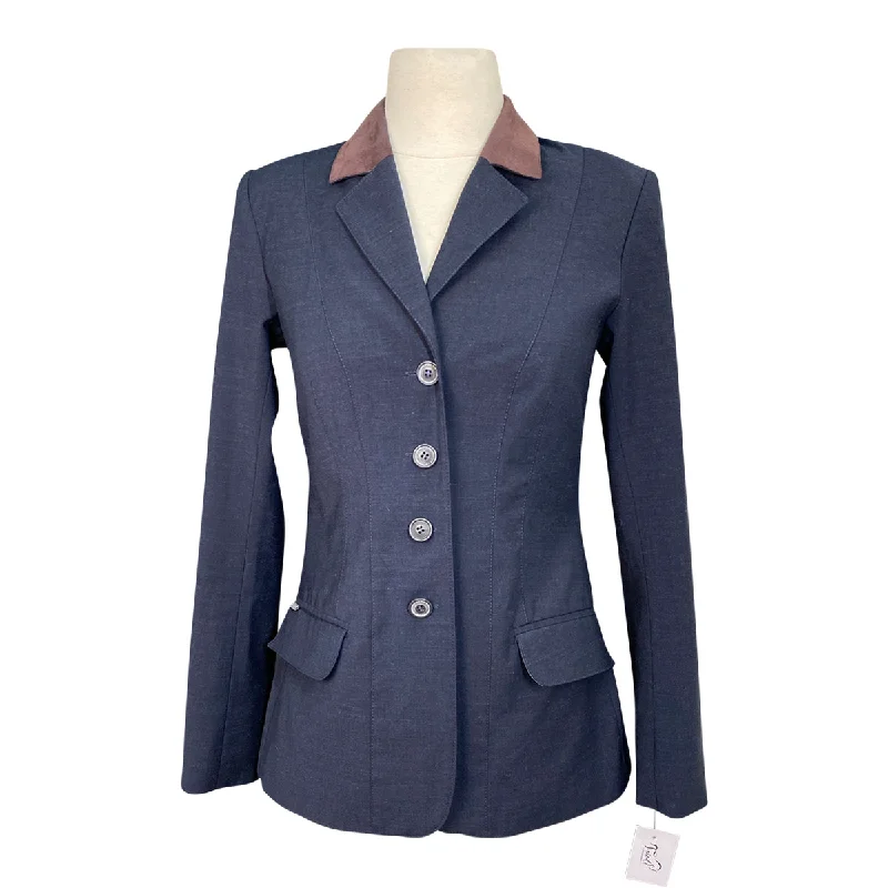Winston Equestrian Classic Competition Coat in Navy/Brown Suede - Women's EU 34T (US 2L) empire Basque Peplum