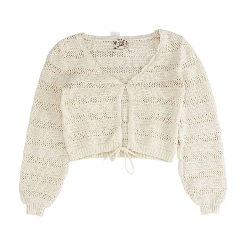 Ivory Solid Cardigan Sweater Collared Crew Neck Turtle Neck