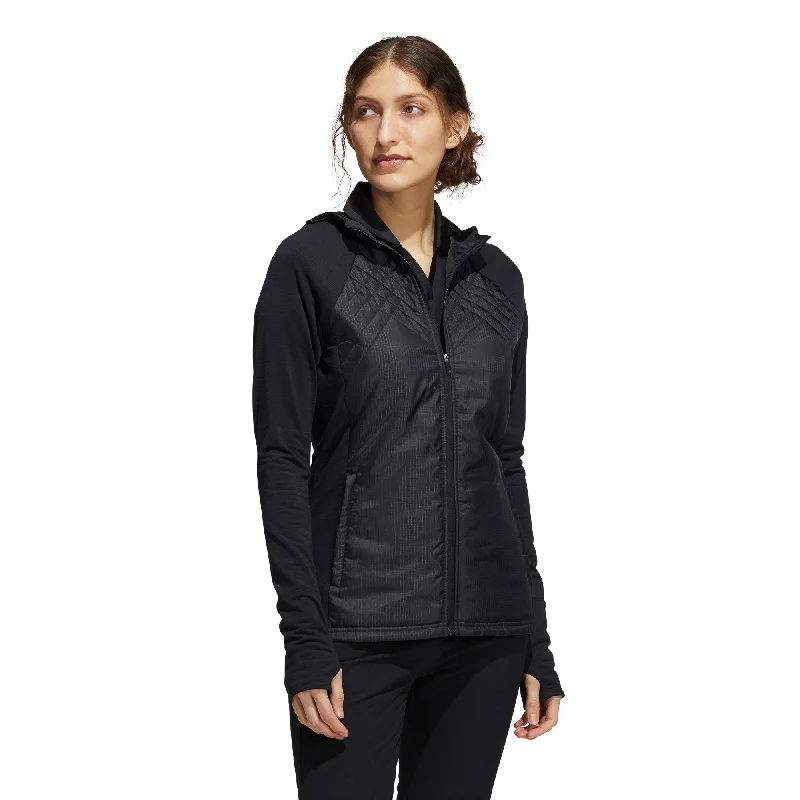 Adidas Hybrid Quilted Black Womens Golf Jacket Faux Fur Jacket Real Fur Jacket Shearling Jacket