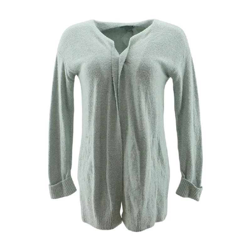 Gray Solid Cardigan Sweater Beaded Cardigan Sequined Faux Fur