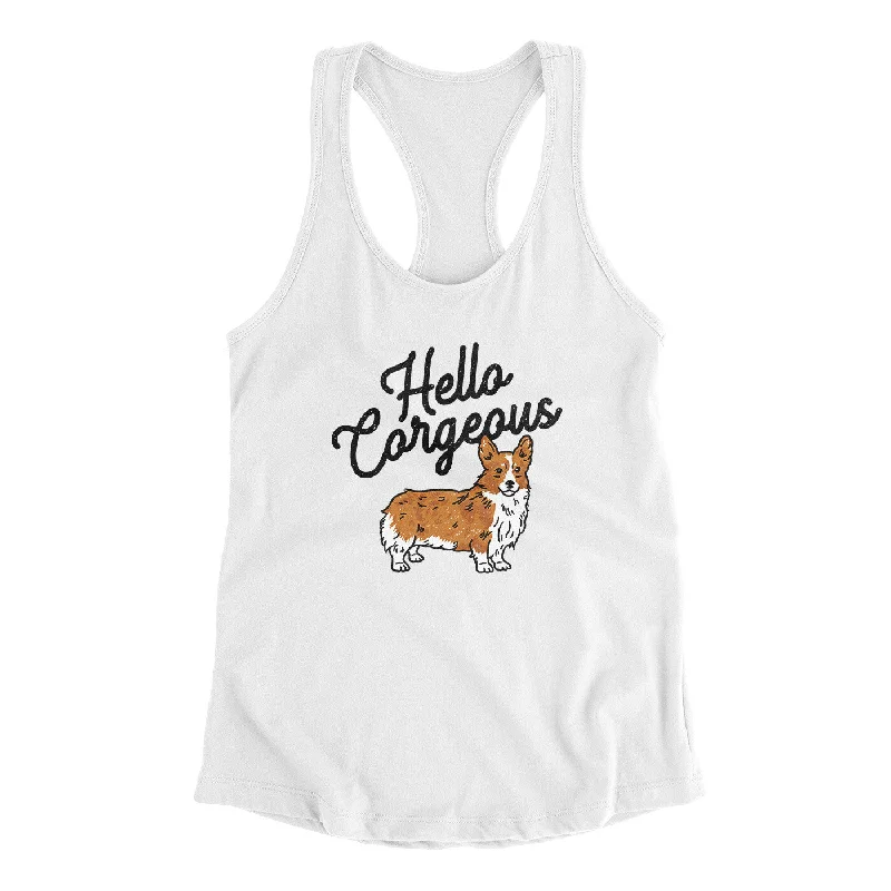 Hello Corgeous Women's Racerback Tank baby blue tank