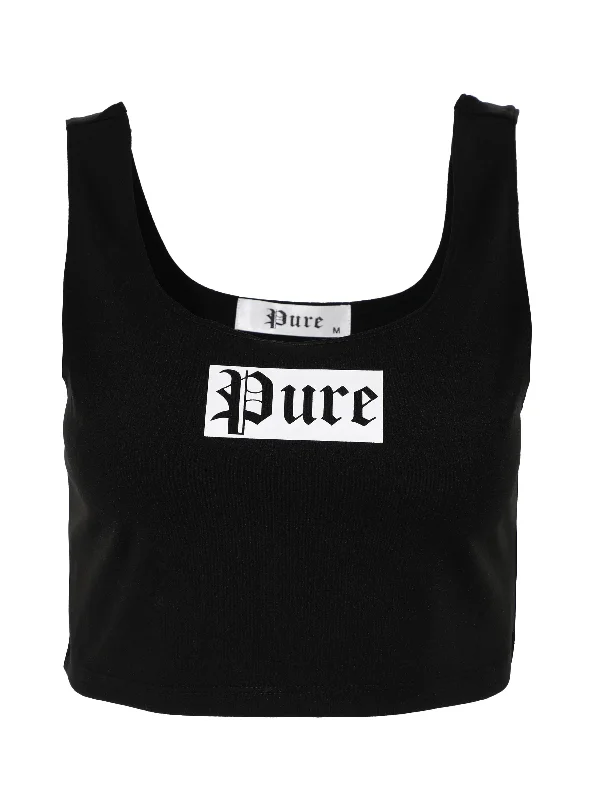 WOMEN'S PURE CROPPED TANK TOP - BLACK coral tank top