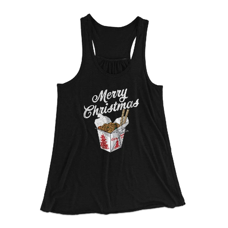 Merry Christmas Takeout Women's Flowey Racerback Tank Top yoga tank top