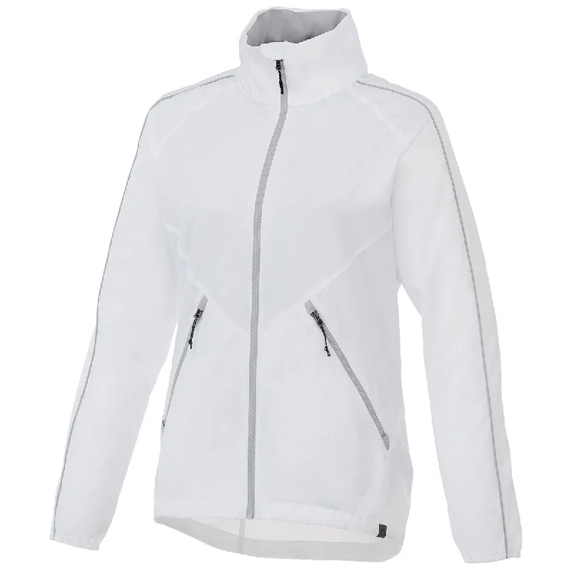 Elevate Women's White/Silver Rincon Eco Packable Jacket Satin Fabric Silk Fabric Chiffon Fabric