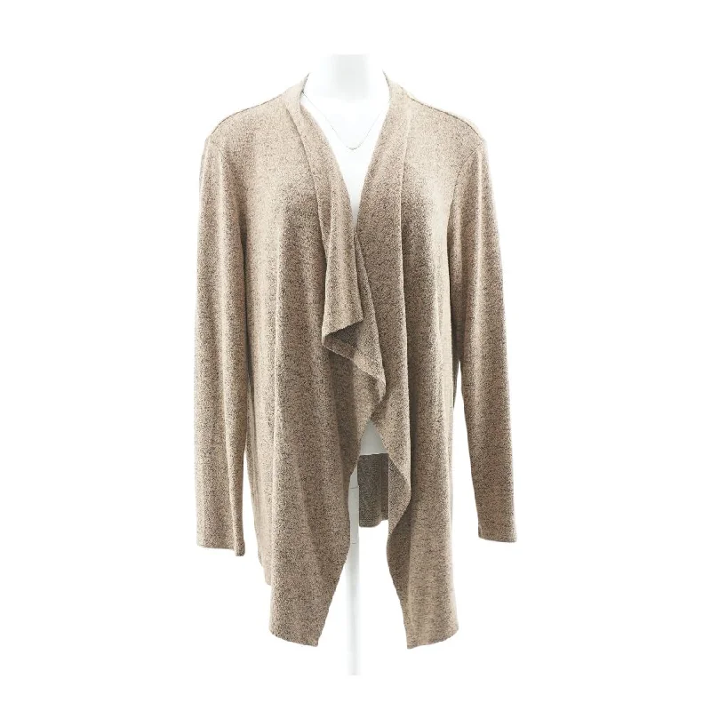 Brown Solid Cardigan Sweater Spandex Blend Rayon Blend Denim Blend