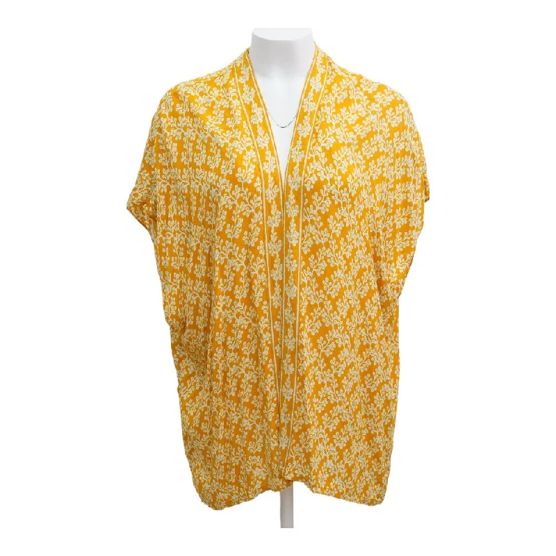 Yellow Floral Cardigan Sweater Soft Cozy Warm