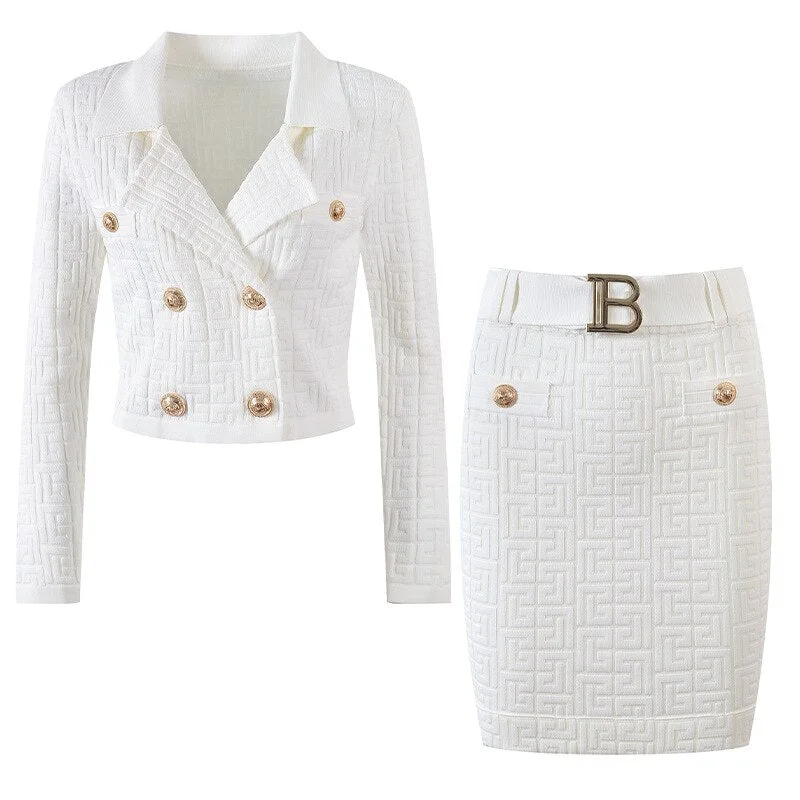 ASHORE Boutique OL Women Stretch Knit Two Piece Sets Texture Pattern Long Sleeve Cardigan Sweater Tops Slim Skirt Belt 2 Color Open Front Closed Front Wrap Front ASHORE Boutique OL Women Stretch Knit Two Piece Sets Texture Pattern Long Sleeve Cardigan Sweater Tops Slim Skirt Belt 2 Color Open Front Closed Front Wrap Front
