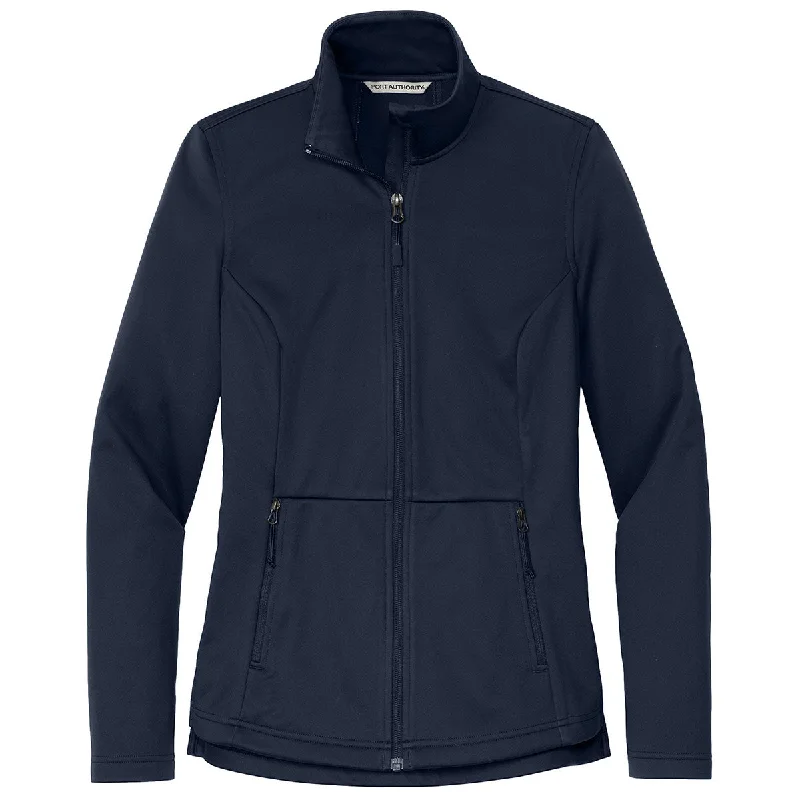 Port Authority Women's True Navy Flexshell Jacket Embroidered Jacket Appliqued Jacket Beaded Jacket