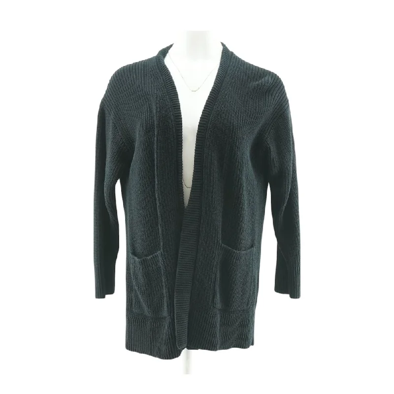 Black Solid Cardigan Sweater Sequined Glittery Shiny