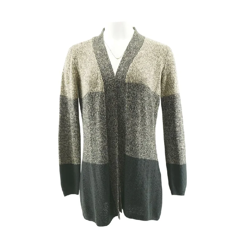 Black Misc Cardigan Sweater Zippered Front Buttoned Front Snap Front