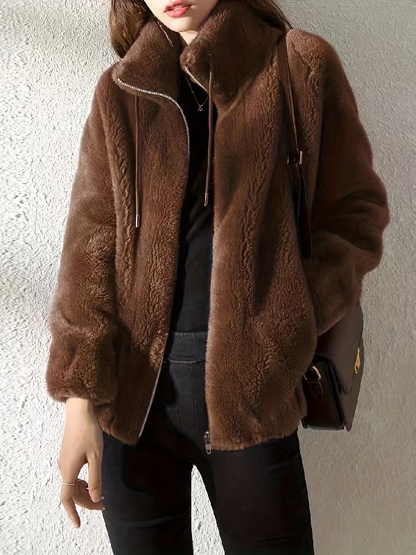 Stylish Winter Coat Chenille Brocade Lace