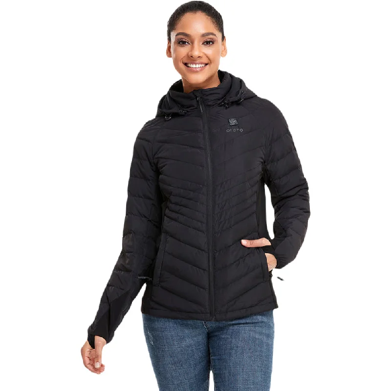 Ororo Women's Black Heated Down Jacket Fleece Jacket Down Jacket Parka