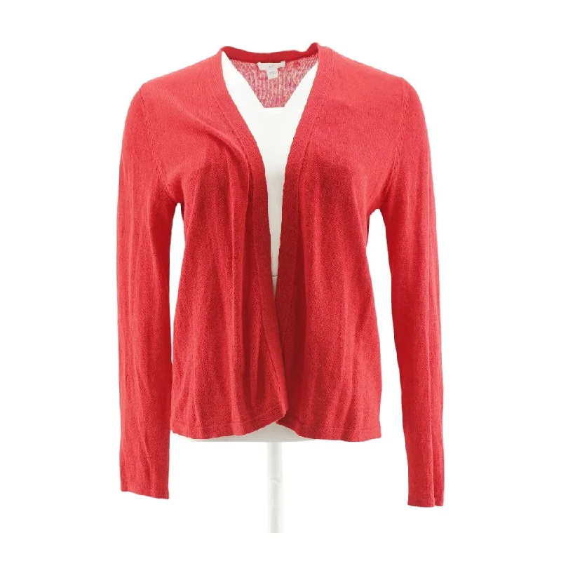 Red Solid Cardigan Sweater Neon metallic Matte