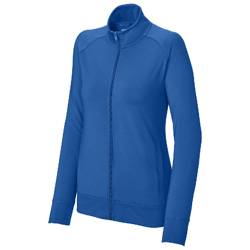 Sport-Tek Women's True Royal Sport-Wick Stretch Full-Zip Cadet Jacket Rayon Fabric Velvet Fabric Corduroy Fabric