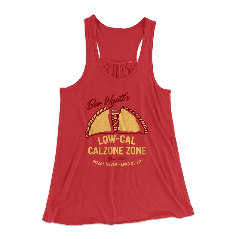Ben Wyatt's Low Cal Calzone Zone Women's Flowey Tank Top print tank top