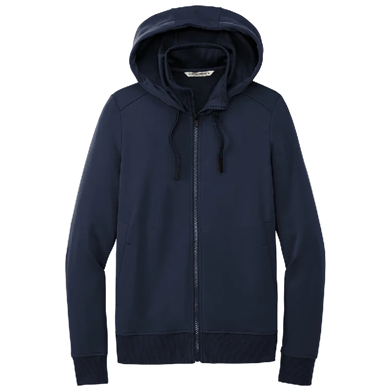 Port Authority Women's River Blue Navy Smooth Fleece Hooded Jacket Nylon Jacket Polyester Jacket Spandex Jacket