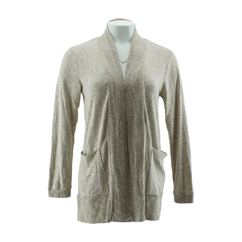 Tan Solid Cardigan Sweater Sequined Glittery Shiny