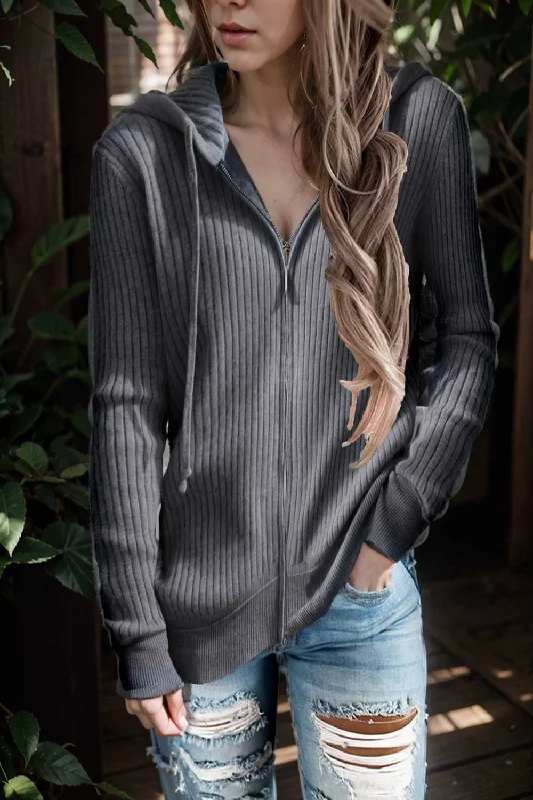 casual zip cardigan long sleeve knit hoodie shirt drop shoulder v neck closed jewel Terry Blend Velvet Blend Canvas Blend