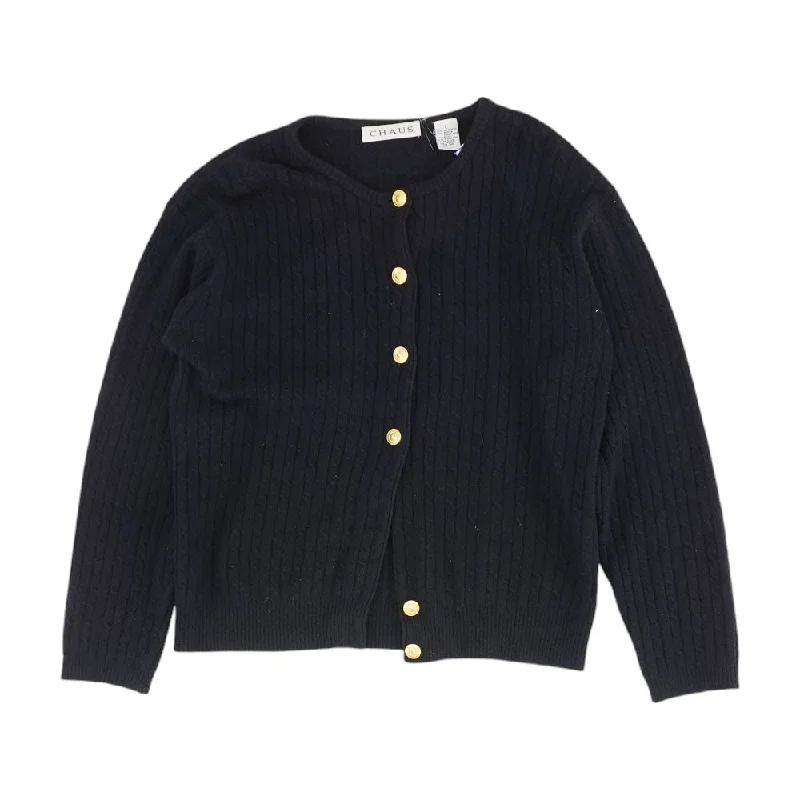 Vintage Navy Cardigan Sweater Elasticated Padded Insulated