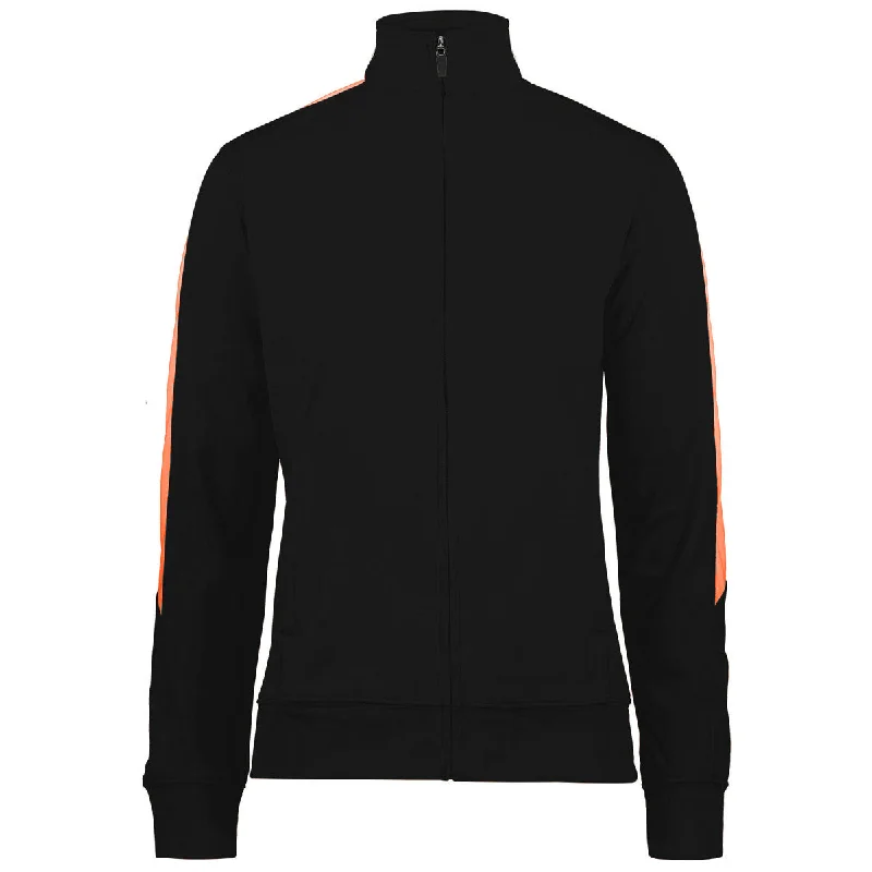 Augusta Women's Black/Orange Medalist Jacket 2.0 Collared Jacket Crew Neck Jacket Turtle Neck Jacket
