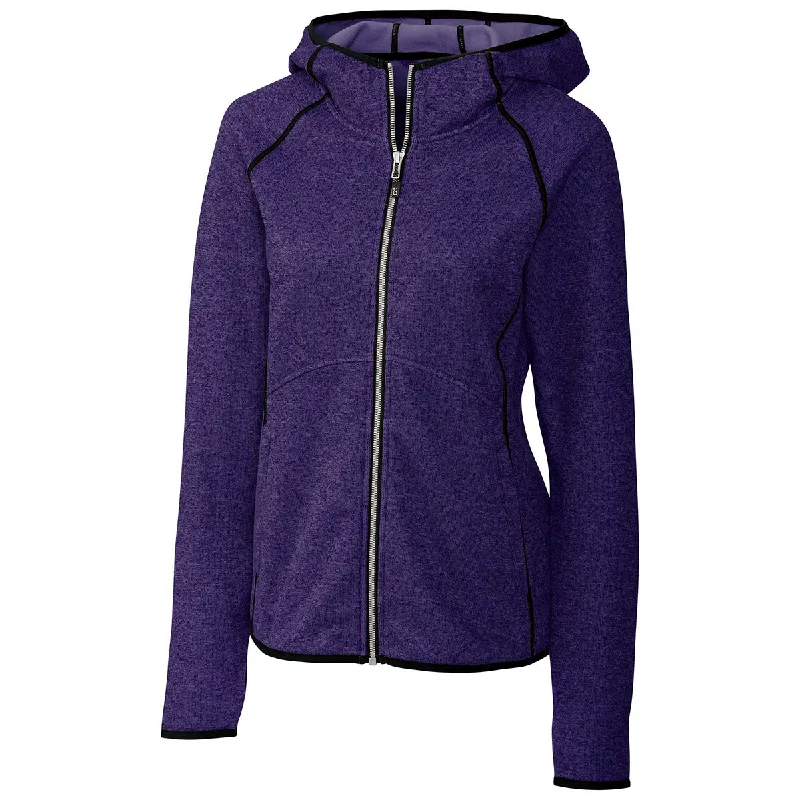 Cutter & Buck Women's College Purple Heather Mainsail Hooded Jacket Fleece Jacket Down Jacket Feather Jacket