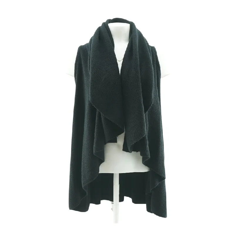 Black Solid Cardigan Sweater Solid Print Embellished