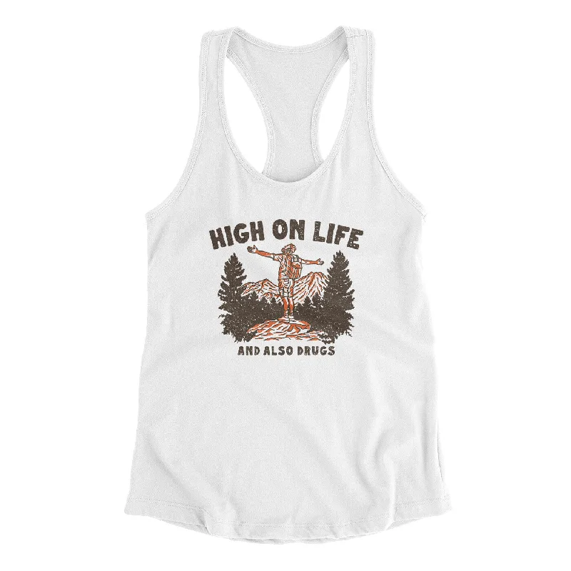High On Life And Also Drugs Women's Racerback Tank floral tank top