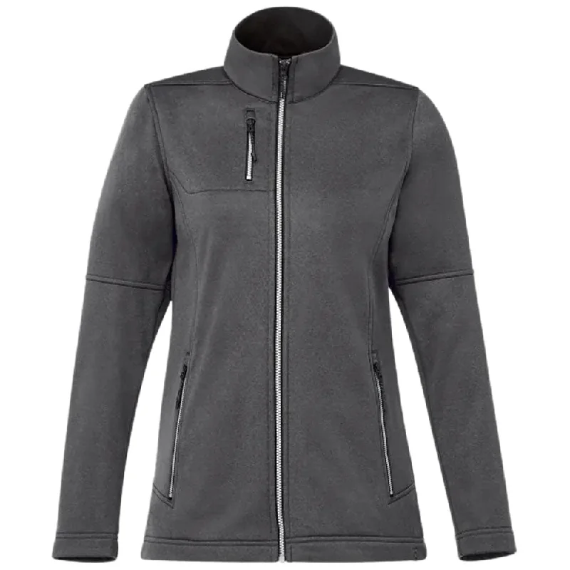 Elevate Women's Heather Dark Charcoal Joris Eco Softshell Jacket Denim Fabric Leather Fabric Suede Fabric