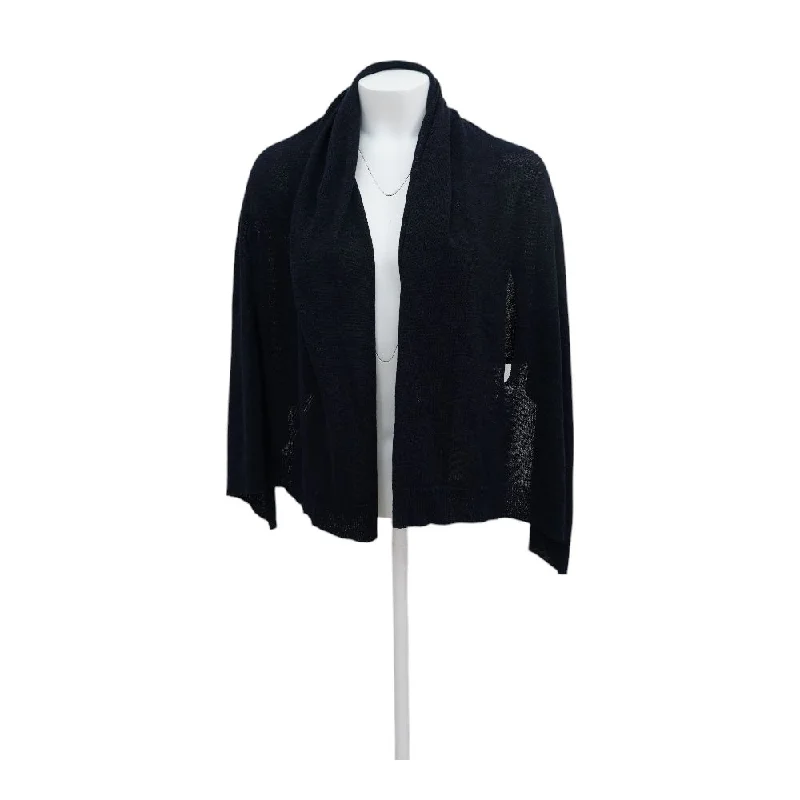 Navy Solid Cardigan Sweater Embroidered Appliqued Beaded