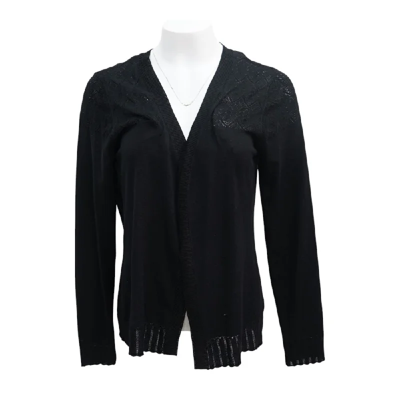 Black Solid Cardigan Sweater Jersey Fabric Tulle Fabric Batik Fabric