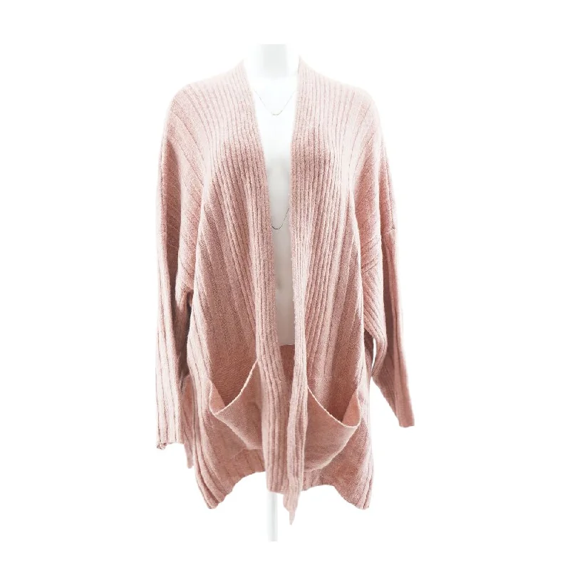Mauve Solid Cardigan Sweater Front Pockets Side Pockets Patch Pockets