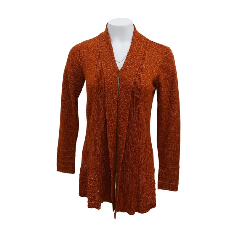 Brown Solid Cardigan Sweater Bright Pastel Dark