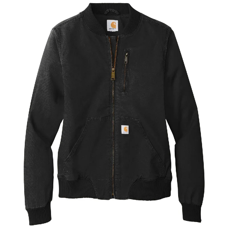 Carhartt Women's Black Rugged Flex Crawford Jacket Denim Jacket Leather Jacket Suede Jacket