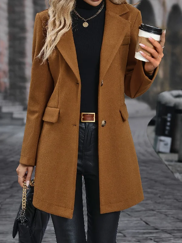 Long Sleeve Elegant Solid Coat for Autumn Winter Satin Silk Chiffon